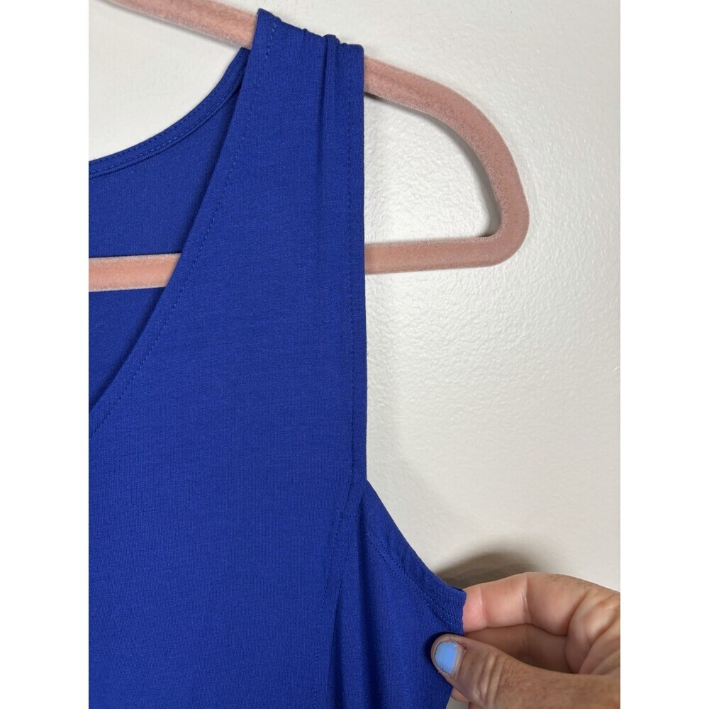 Eileen Fisher V-Neck Jersey Flare Dress Size XS Adriatic Blue Wrinkle Resistant - Picture 4 of 7